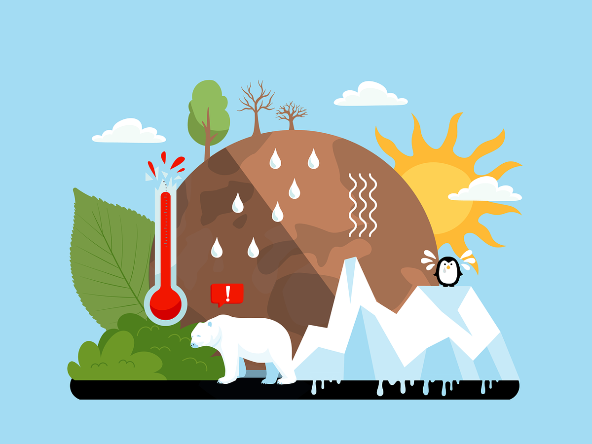 Ilustración representiva dos efectos da alteración climática